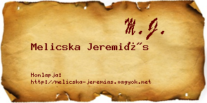 Melicska Jeremiás névjegykártya
